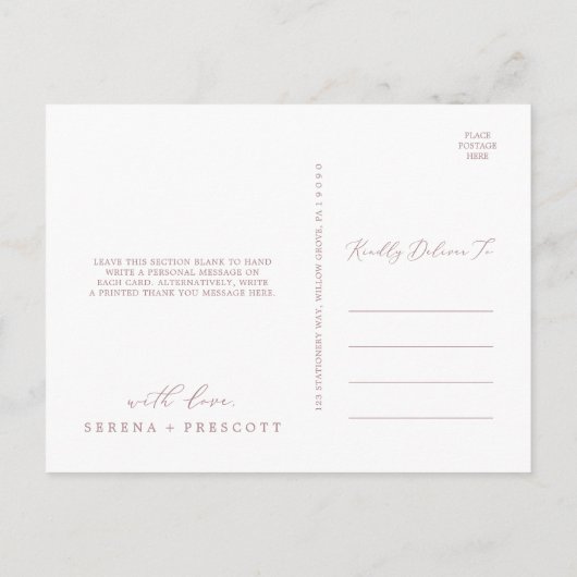 Delicate Rose Gold 3 Photo Template Thank You Postkarte (Rückseite)