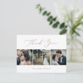 Delicate Rose Gold 3 Photo Template Thank You Postkarte (Stehend Vorderseite)