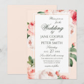 Delicate Roses floral Wedding Invitation Einladung (Vorne/Hinten)