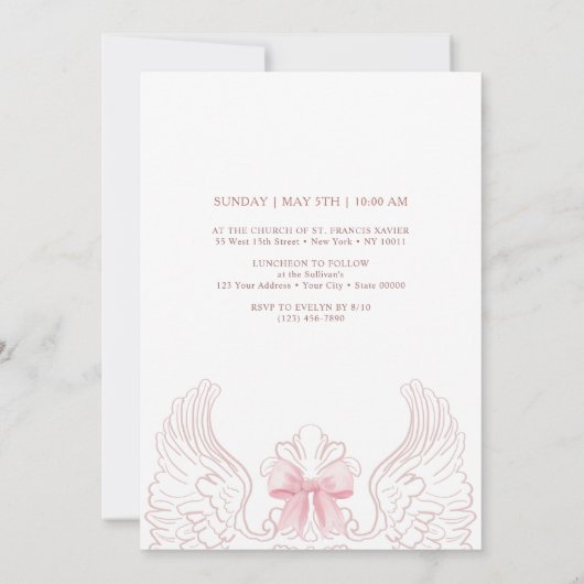 Delicate Roses Frame First Communion Einladung (Rückseite)