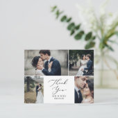 Delicate Schwarz 4 Foto Vorlage Danke Karte (Stehend Vorderseite)