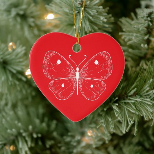 Delicate Sketch Butterfly Keramik Ornament (Baum)