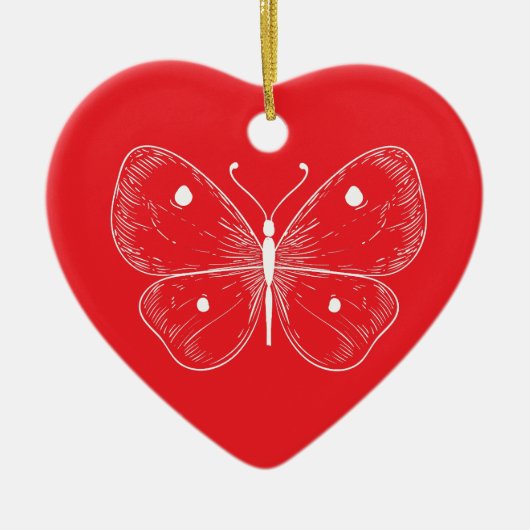 Delicate Sketch Butterfly Keramik Ornament (Vorne)