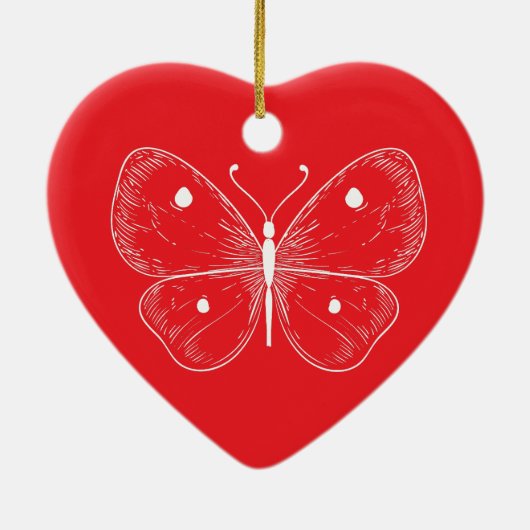 Delicate Sketch Butterfly Keramik Ornament (Hinten)