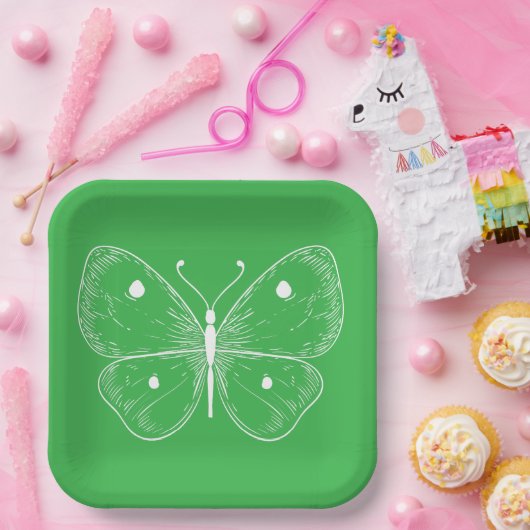 Delicate Sketch Butterfly Pappteller (Party)