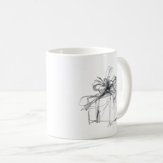 Delicate Sketch of Wrapped Christmas Present Kaffeetasse (VorderseiteRechts)