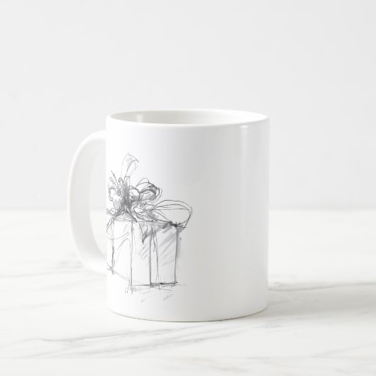 Delicate Sketch of Wrapped Christmas Present Kaffeetasse (Vorderseite Links)