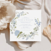Delicate Soft Blue Floral Wreath Wedding Einladung