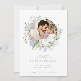 Delicate Soft Blue Floral Wreath Wedding Save The Date
