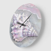 Delicate Soft Pastel Lilac Seashell Große Wanduhr (Winkel)
