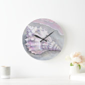 Delicate Soft Pastel Lilac Seashell Große Wanduhr (Zuhause)