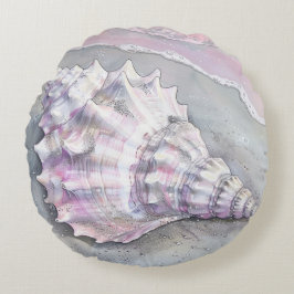 Delicate Soft Pastel Lilac Seashell Rundes Kissen