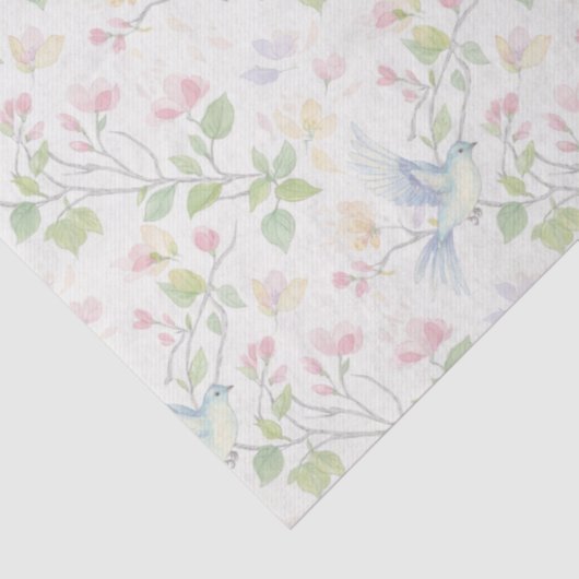 Delicate Spring Bird Custom - Floral Wrapping Seidenpapier (Ausschnitt)