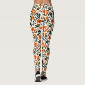 Delicate Spring Flowers Orange Floral Pattern  Leggings (Rückseite)