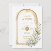 Delicate Spring Green & Beige Floral Arch Wedding Einladung (Vorderseite)