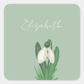Delicate Spring Snowdrop Flower  Quadratischer Aufkleber (Vorderseite)