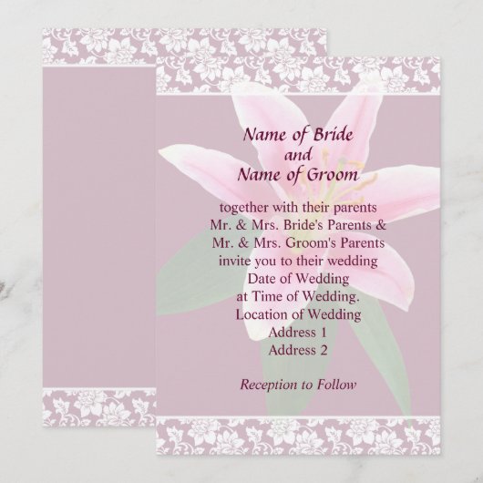 Delicate Stargazer Lily Wedding Einladung Set (Vorne/Hinten)