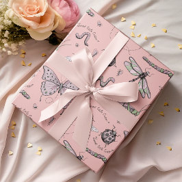 Delicate Sweet Little Critter Feminine Rosa Geschenkpapier