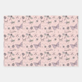 Delicate Sweet Little Critter Feminine Rosa Geschenkpapier Set (Vorderseite)