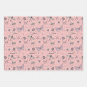 Delicate Sweet Little Critter Feminine Rosa Geschenkpapier Set (Vorderseite 3)