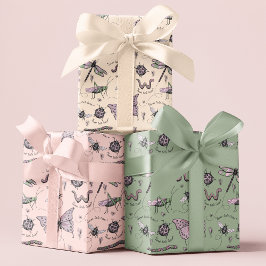Delicate Sweet Little Critter Feminine Rosa Geschenkpapier Set