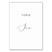 Delicate Taupe Calligraphy Table 6 Tischnummern (Rückseite)