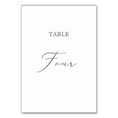 Delicate Taupe Calligraphy Table Four Tischnummer (Vorderseite)