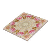 Delicate Taupe & Pink Mandala Design Keramik Tile, Fliese (Seite)
