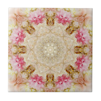 Delicate Taupe & Pink Mandala Design Keramik Tile, Fliese