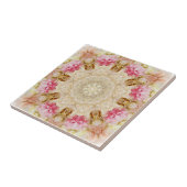 Delicate Taupe & Pink Mandala Design Keramik Tile, Fliese (Seite)