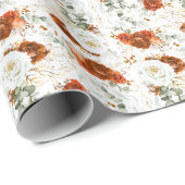 Delicate Terracotta Floral Botanical Gold Leaf Geschenkpapier (Rolleneckpunkt)