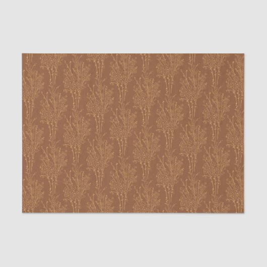 Delicate Tossed Floral Silhouette | Burnt Umber Seidenpapier (Vorderseite)