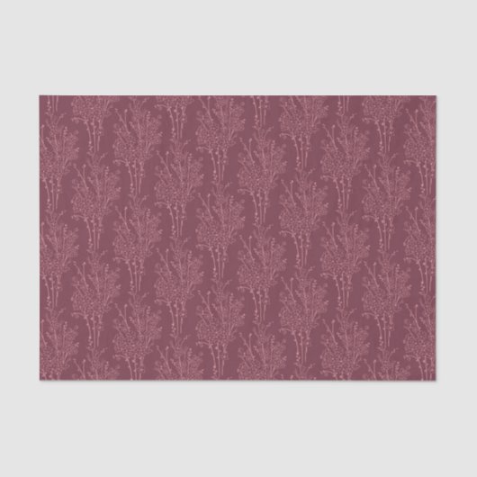 Delicate Tossed Floral Silhouette | Deep Burgundy Seidenpapier (Vorderseite)