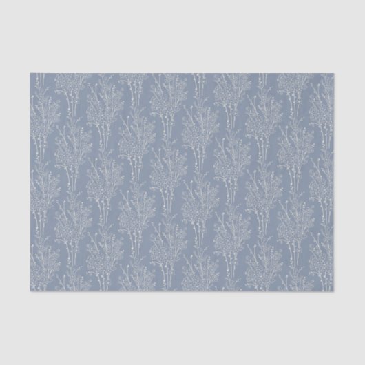 Delicate Tossed Floral Silhouette | Faded Blue Seidenpapier (Vorderseite)