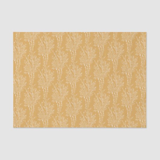 Delicate Tossed Floral Silhouette | Muted Ochre Seidenpapier (Vorderseite)