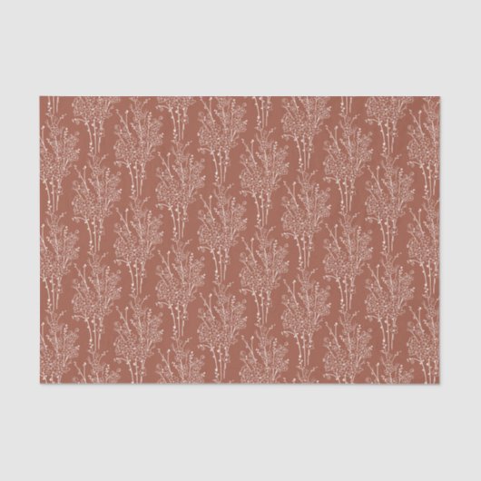 Delicate Tossed Floral Silhouette | Rusty Sienna Seidenpapier (Vorderseite)