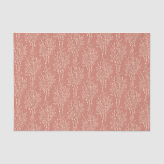 Delicate Tossed Floral Silhouette | Terracotta Seidenpapier (Vorderseite)