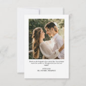 Delicate Tulip Watercolor Foto Message Wedding Dankeskarte (Rückseite)