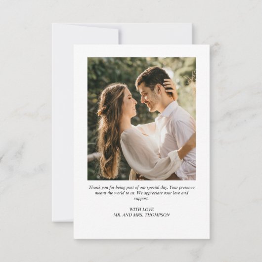 Delicate Tulip Watercolor Foto Message Wedding Dankeskarte (Rückseite)