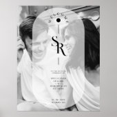 Delicate Vellum Transparency Black White Initials Poster (Vorne)