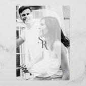 Delicate Vellum Transparency Elegant Black & White Folieneinladung (Rückseite)