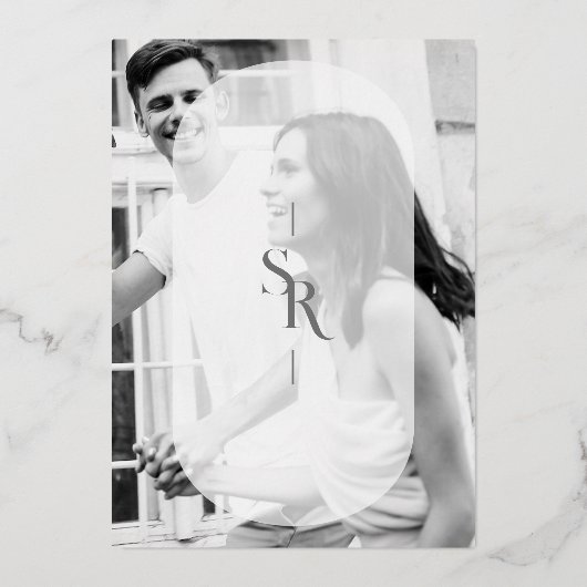 Delicate Vellum Transparency Elegant Black & White Folieneinladung (Rückseite)