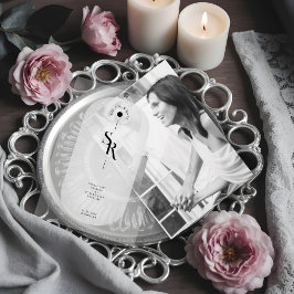 Delicate Vellum Transparency Elegant Black & White Pergament Einladungen