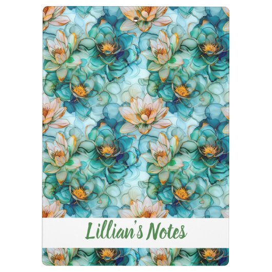 Delicate Water Lily Pattern Name Klemmbrett (Rückseite)