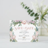 Delicate Watercolor Floral Bloom Save the Date Postkarte (Stehend Vorderseite)