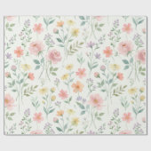Delicate Watercolor Floral Seamless Pattern – Soft Geschenkpapier (Flach)