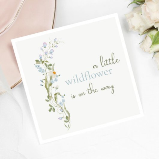 Delicate Watercolor Little Wildflower Baby Shower Serviette