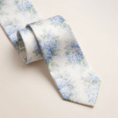 Delicate Watercolor Soft Blue Hydrangea Floral Krawatte