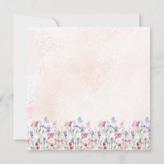 Delicate Watercolor Wildflower Pink Blank Card Dankeskarte
