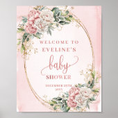 Delicate Welcome Dusty Pink Floral Baby Shower Poster (Vorne)